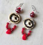 Boucles d'oreilles ethniques en corail, céramique artisanale, Enlèvement ou Envoi, Avec pierre précieuse, Neuf, Rouge