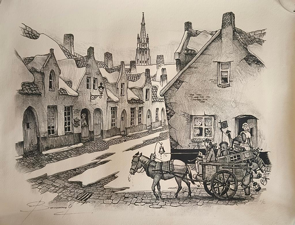 Originele potloodtekening Oscar Bonnevalle (gesigneerd), Antiek en Kunst, Kunst | Litho's en Zeefdrukken, Ophalen of Verzenden