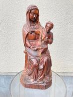 Antiek houten beeld Maria met kind ( H: 35 cm ), Ophalen, Gebruikt
