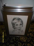 3 dessins dans un cadre en alu, Enlèvement ou Envoi