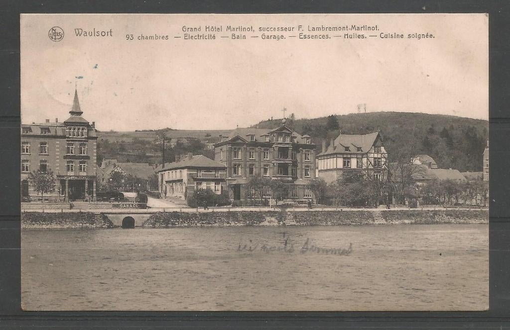 oude pk Waulsort  Grand Hotel Martinot  1919, Ophalen of Verzenden, Voor 1920, Gelopen