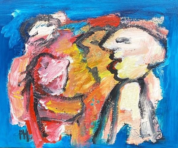 Kunsthandel Gennep - "Kijkend", Antiek en Kunst, Kunst | Schilderijen | Modern, Ophalen of Verzenden