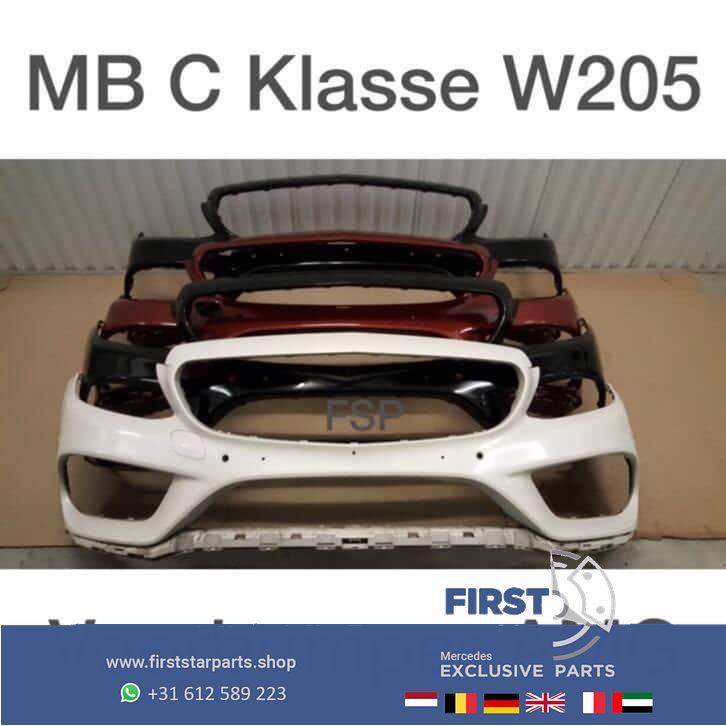 W205 AMG Voorbumper Mercedes C Klasse 2014-2018 bumper wit, Gebruikt, -, Voor, Ophalen of Verzenden