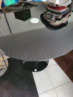 Kleine bruine glazen keukentafel, Huis en Inrichting, Ophalen, Gebruikt, Rond, Glas