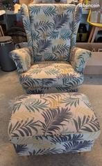 Fauteuil met voetenbankje, Huis en Inrichting, Fauteuils, Ophalen, Zo goed als nieuw, 75 tot 100 cm, 75 tot 100 cm