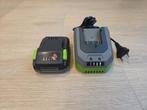 Lux accu batterij 20V 2,0 Ah + oplader set gamma tuin, Ophalen of Verzenden, Zo goed als nieuw