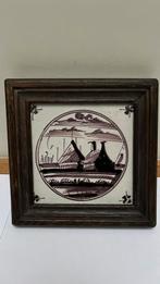 Vintage Ingelijste Tegel – Mangaan – Landschap, Antiek en Kunst, Ophalen