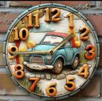 Vintage ronde wandklok van metaal - Oldtimer (20cm), Huis en Inrichting, Ophalen of Verzenden, Nieuw, Wandklok