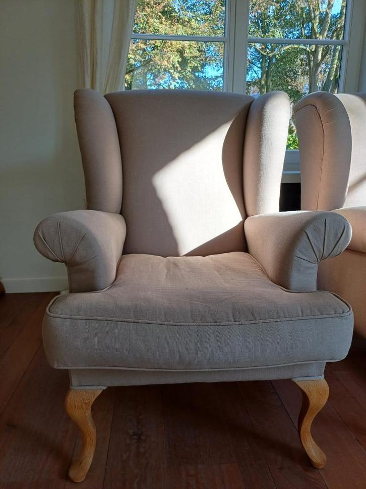 Flamant zetels (2), Huis en Inrichting, Zetels | Zetels en Chaises Longues, Zo goed als nieuw, Eenpersoons, Hout, Stof, Ophalen