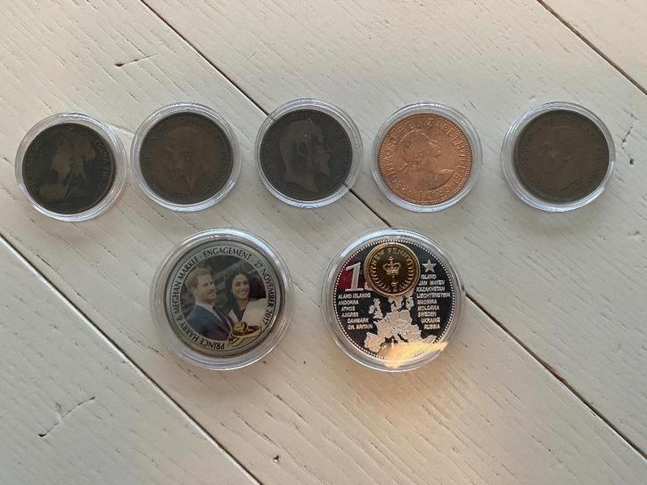 7 munten/penningen Groot-Brittannië, Postzegels en Munten, Munten | Europa | Euromunten, Ophalen of Verzenden