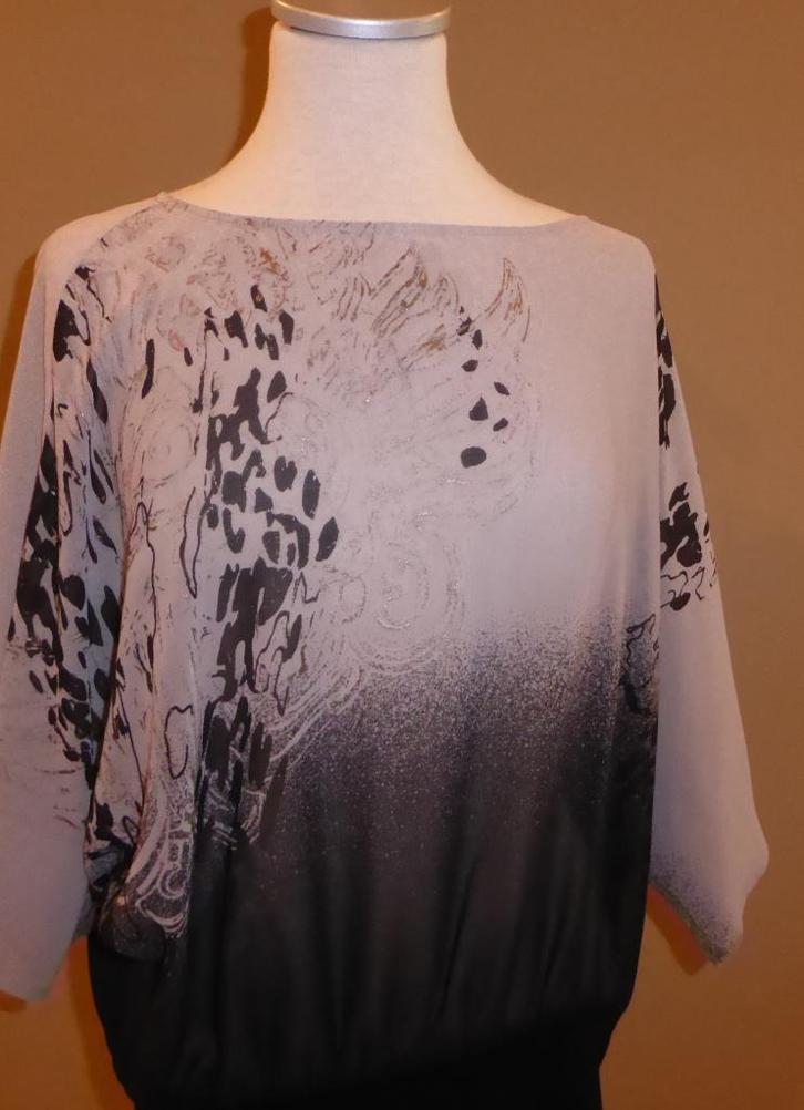 Mooie feestelijke bloes " Taifun " One Size, Kleding | Dames, Blouses en Tunieken, Zo goed als nieuw, Zwart, Ophalen of Verzenden