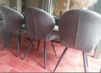3 mooie grijze stoelen (ook los te koop), Huis en Inrichting, Stoelen, Ophalen, Zo goed als nieuw, Grijs, Leer