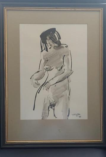 Blickx Tony Luc - Aquarel/Lavis getekend naakt beschikbaar voor biedingen