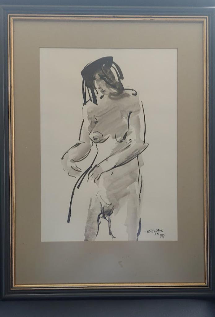 Blickx Tony Luc - Aquarel/Lavis getekend naakt, Antiek en Kunst, Kunst | Schilderijen | Modern, Ophalen of Verzenden