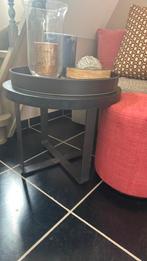 Rond zwart bijzettafeltje met lederen dienblad (scapa), Ophalen, Zo goed als nieuw