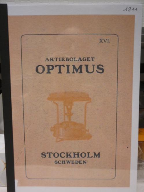Catalogus XVI Aktiebolaget Optimus 1911, Antiek en Kunst, Antiek | Gereedschap en Instrumenten, Ophalen of Verzenden