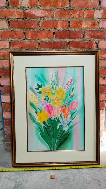 Vintage bloemenschilderij beschikbaar voor biedingen