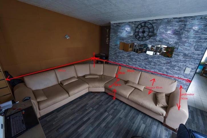 Grote beige hoekwoonkamer, Huis en Inrichting, Overige Huis en Inrichting, Zo goed als nieuw, Ophalen