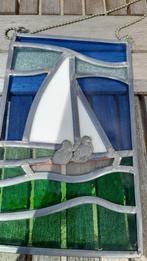 Glas in lood, loodglas: zeilboot, Ophalen, Gebruikt, Glas in lood