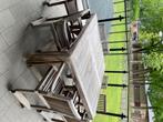 Tuintafel met 8 stoelen op wieltjes, Jardin & Terrasse, Tables de jardin, Bois, Enlèvement, Utilisé, Carré