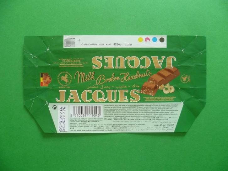 Chocolade Jacques chocolat emballage omslagen wikkels 1990, Verzamelen, Overige Verzamelen, Gebruikt, Ophalen of Verzenden