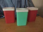 3 vintage opbergdozen rood groen palmafina brussel, Ophalen, Zo goed als nieuw