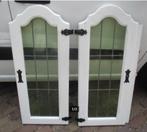 2 vieilles portes en bois avec vitraux - 101 x 42 cm, Enlèvement ou Envoi