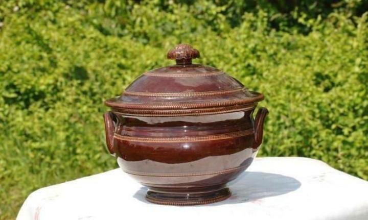 Ancienne cocote tient chaud terre cuite emaillée, Antiquités & Art, Antiquités | Céramique & Poterie, Enlèvement ou Envoi