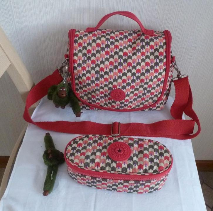 Kipling geïsoleerde lunchtas + band + pennendoos + apen, Diversen, Schoolbenodigdheden, Gebruikt, Ophalen of Verzenden