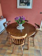 Table (ronde) et 4 chaises en bois, 100 à 150 cm, Quatre personnes, Rond, 100 à 150 cm