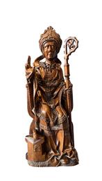 Sculptuur van Sint Eloi als bisschop Mitrus, 15e eeuw., Antiek en Kunst, Ophalen of Verzenden