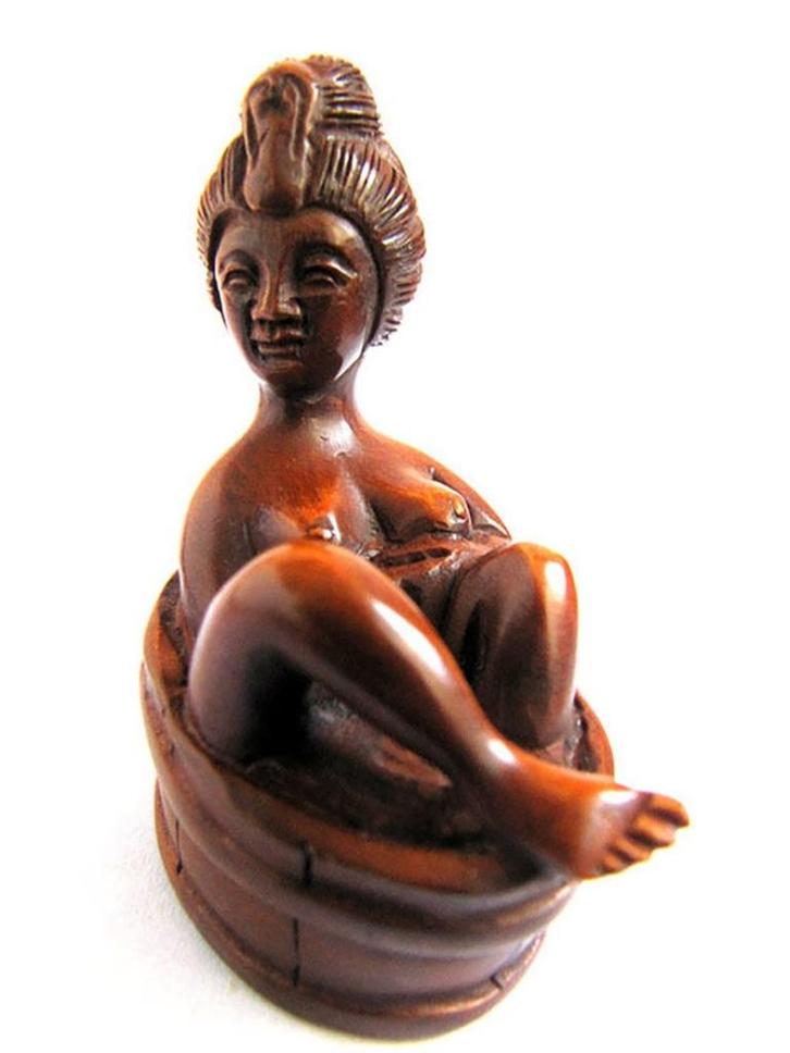 Japan antieke Shunga Netsuke Buxushout Edo periode -getekend, Antiquités & Art, Art | Art non-occidental, Envoi