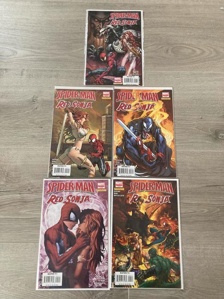 Spiderman - Red Sonja #1 tot #5, Boeken, Strips | Comics, Zo goed als nieuw, Complete serie of reeks, Amerika, Verzenden