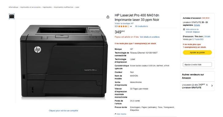 hp laserjet pro 400, Computers en Software, Printers, Gebruikt, Printer, Laserprinter, Ophalen