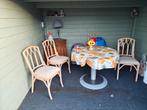4 rieten stoelen + ronde tafel, Tuin en Terras, Ophalen, Gebruikt
