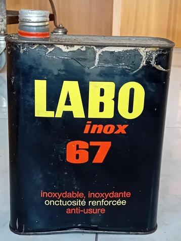 Bidon d'huile vintage LABO en acier inoxydable 67, Enlèvement ou Envoi, Utilisé, Emballage