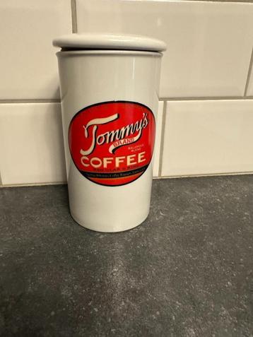 Vintage/retro keramische koffiepad bewaarpot met deksel  beschikbaar voor biedingen