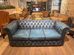 Gave Chesterfield 3 Zits bank Jeans blauw zetel, Antiek en Kunst, Ophalen of Verzenden