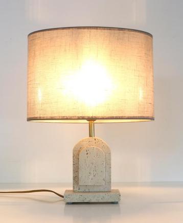 Seventies travertin lamp / Vintage tafellamp beschikbaar voor biedingen