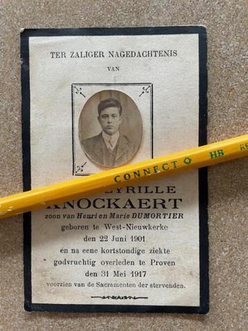 Nieuwkerke Rene Knockaert 1901 overleden Proven 1917,foto  beschikbaar voor biedingen