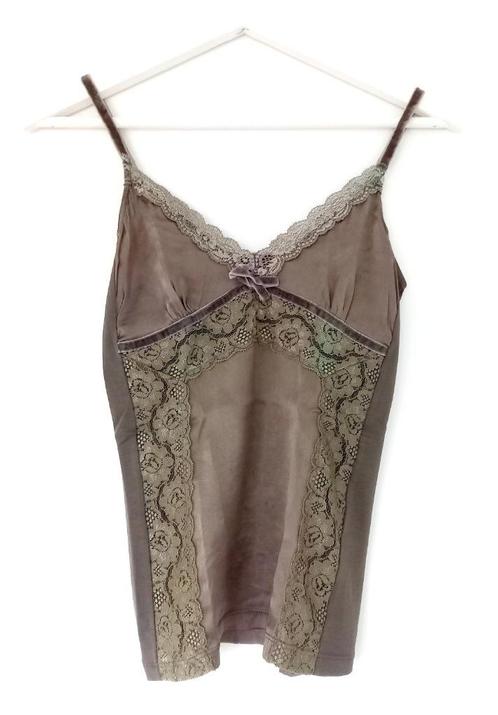 TRENDY/FEESTELIJK TOPJE MET KANT, Kleding | Dames, Topjes, Gedragen, Maat 36 (S), Beige, Ophalen of Verzenden