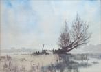 JAN CLUTTERBUCK / BOOM NAAST RIVIER / ORIGINEEL / 38x47cm, Ophalen of Verzenden