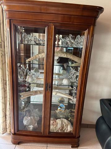 vitrine exclusive en cerisier français 'Rivet Lozano', 25 à 50 cm, Avec porte(s), Klassiek, Cerisier