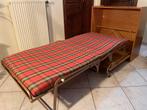 Lit pliant vintage, design industriel,  Mid - Century, Maison & Meubles, Chambre à coucher | Lits, 90 cm, Vintage, Brun, Enlèvement