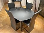 extendable dining table (120 to 180 cm) + 4 chairs, Huis en Inrichting, Ophalen, Zo goed als nieuw