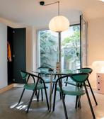 Glazen Tafel + 4 Stoelen, Huis en Inrichting, Tafels | Eettafels, Ophalen, Gebruikt, Rond, Glas