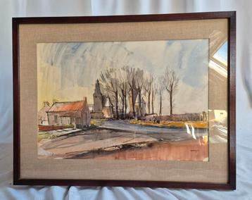 Grote aquarel – R. Baeyens (1971) sombreffe beschikbaar voor biedingen