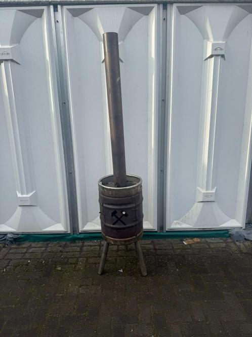 RVS Tuinkachel biervat Heineken schoorsteen tuin haard vuur, Tuin en Terras, Tuinhaarden, Gebruikt, Ophalen