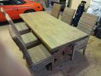 kloostertafel eik en landelijke rieten stoelen., Antiek en Kunst, Antiek | Meubels | Tafels, Ophalen