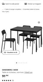 Table et 4 chaise ikea vendu 1/2 prix, Maison & Meubles, Comme neuf, 100 à 150 cm, Rectangulaire, 50 à 100 cm